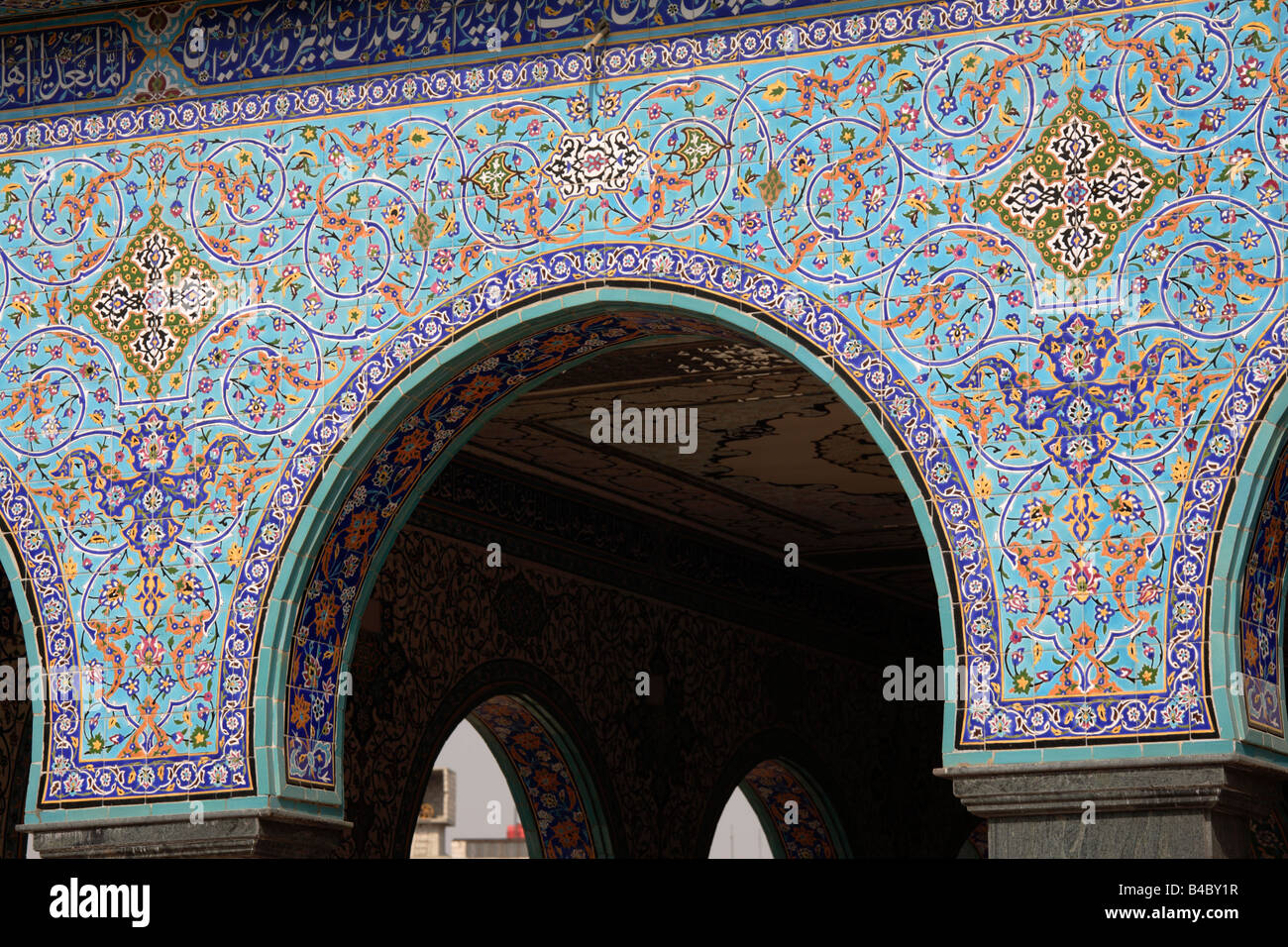 Decorations of Sayyida Zeinab Iranian mosque, Damascus, Syria Stock Photo