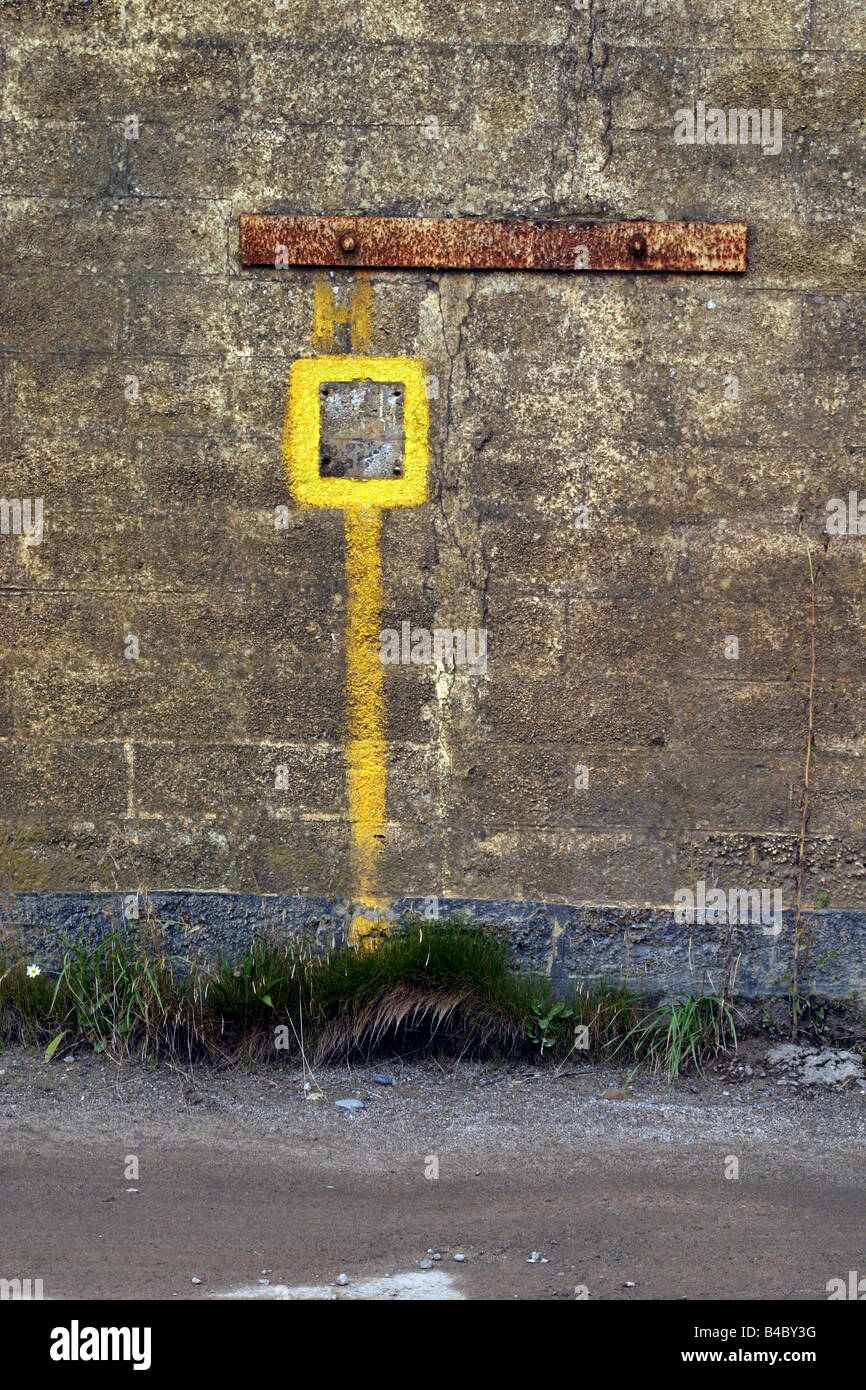 Martian landing strip on wall near Hayle Cornwall UK Stock Photo