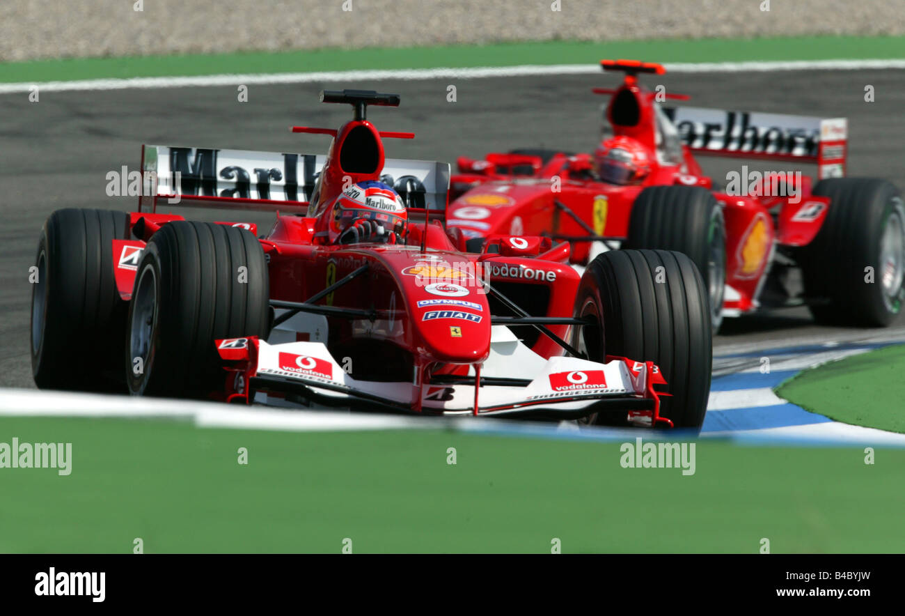 engine sport, Rubens Barrichello and Michael Schumacher in Ferrari, Formel 1, Persons, Race