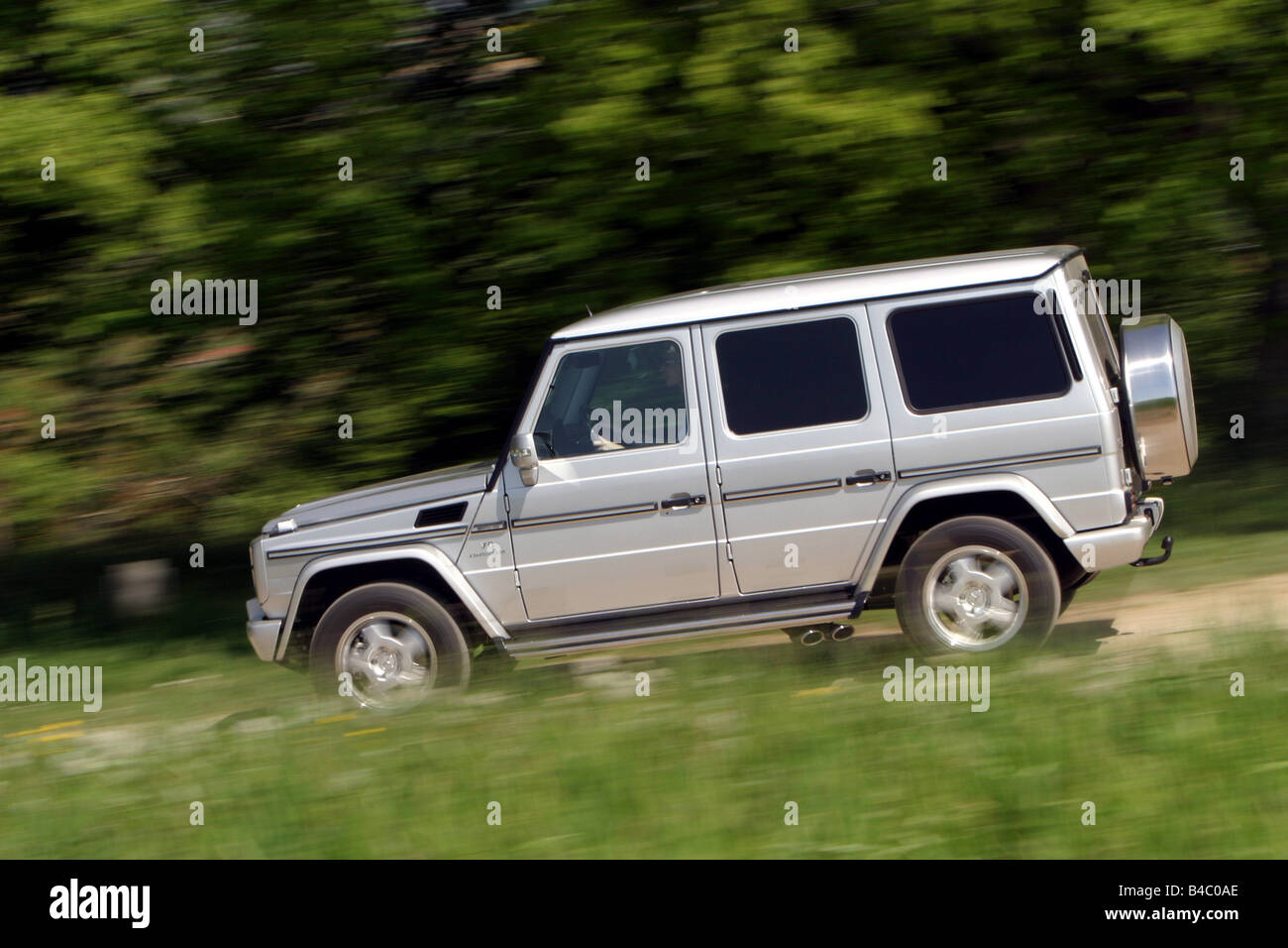 Car, Mercedes AMG G55, model year 2004, silver, cross country vehicle