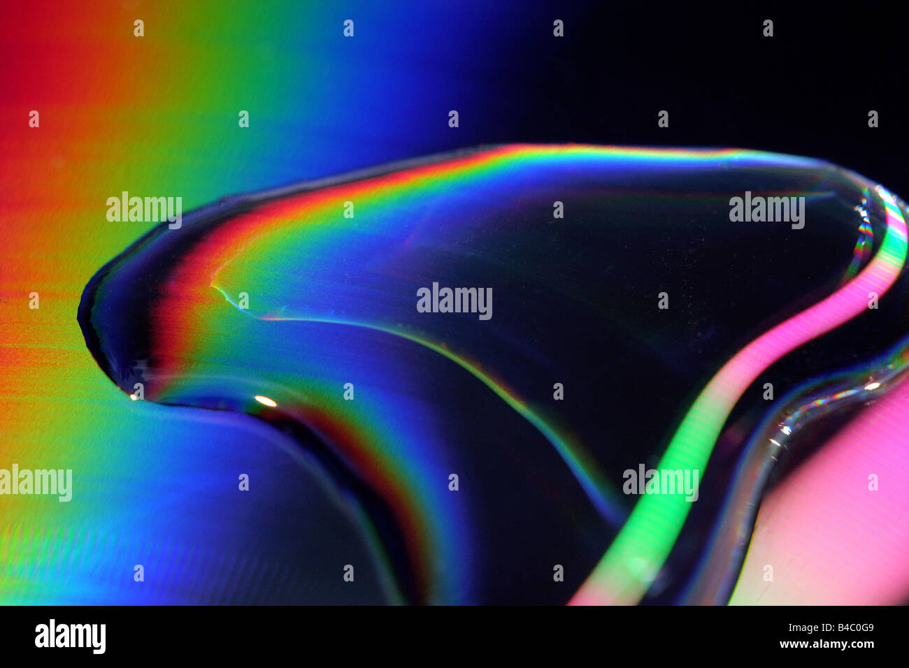 water blob on surface of lazer disk Stock Photo