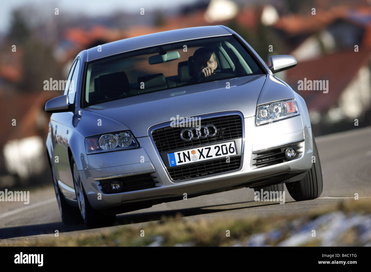 Car, Audi A6 2.0 TDI, upper middle-sized , model year 2004-, silver,  Limousine, driving, diagonal from the front, frontal view Stock Photo -  Alamy