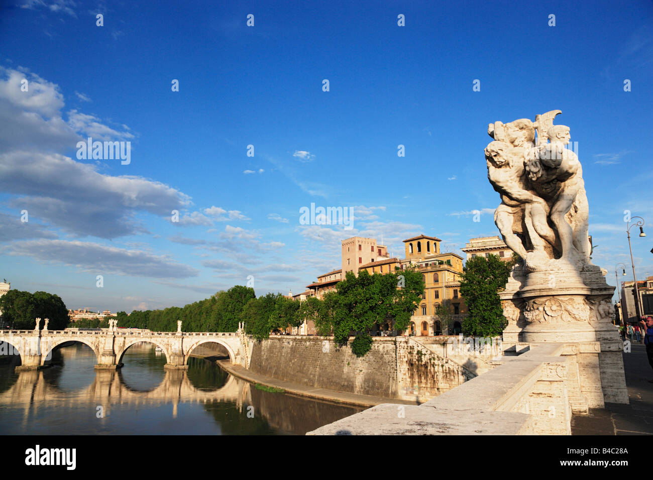 View over river Tiber to Ponte Sant Angelo Rome Italy Stock Photo