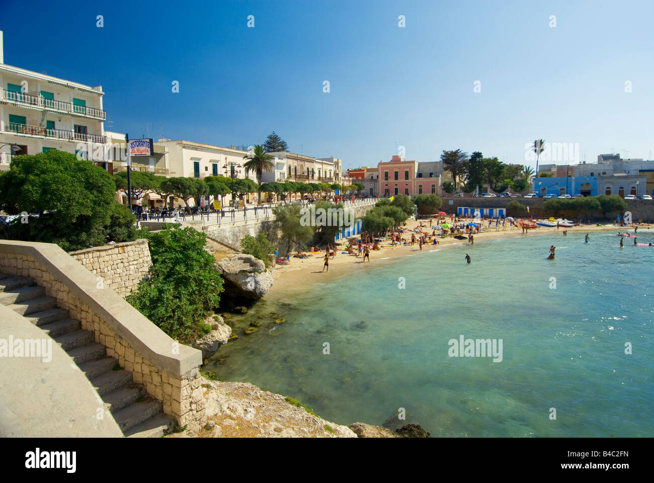 Town beach of Santa Maria Al Bagno Puglia Italy Stock Photo - Alamy