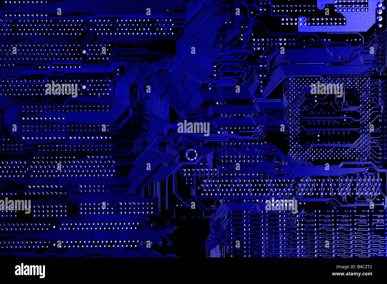 printed circuit - motherboard - in blue Stock Photo
