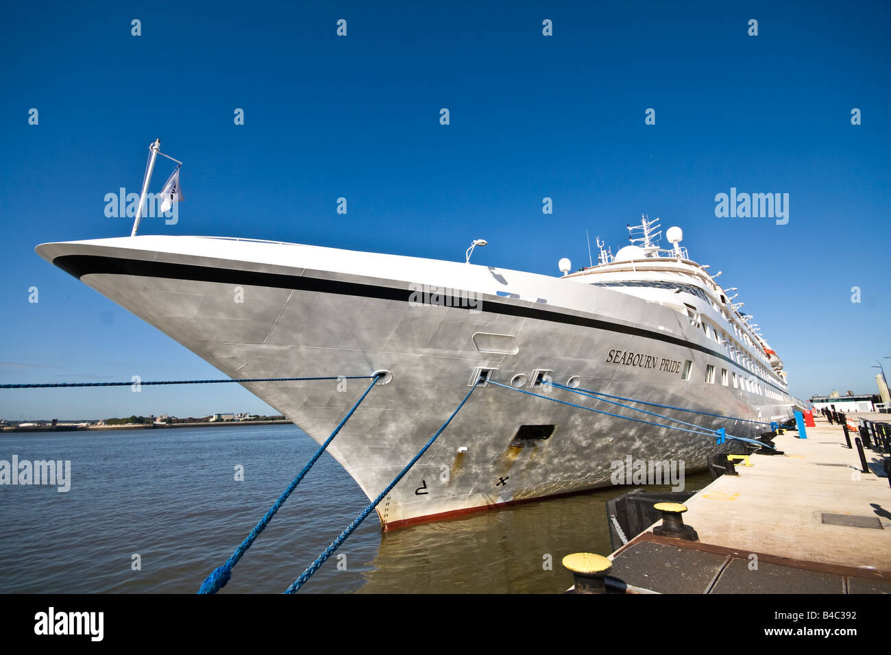 A ship docked at the Liverpool Cruise Terminal Stock Photo