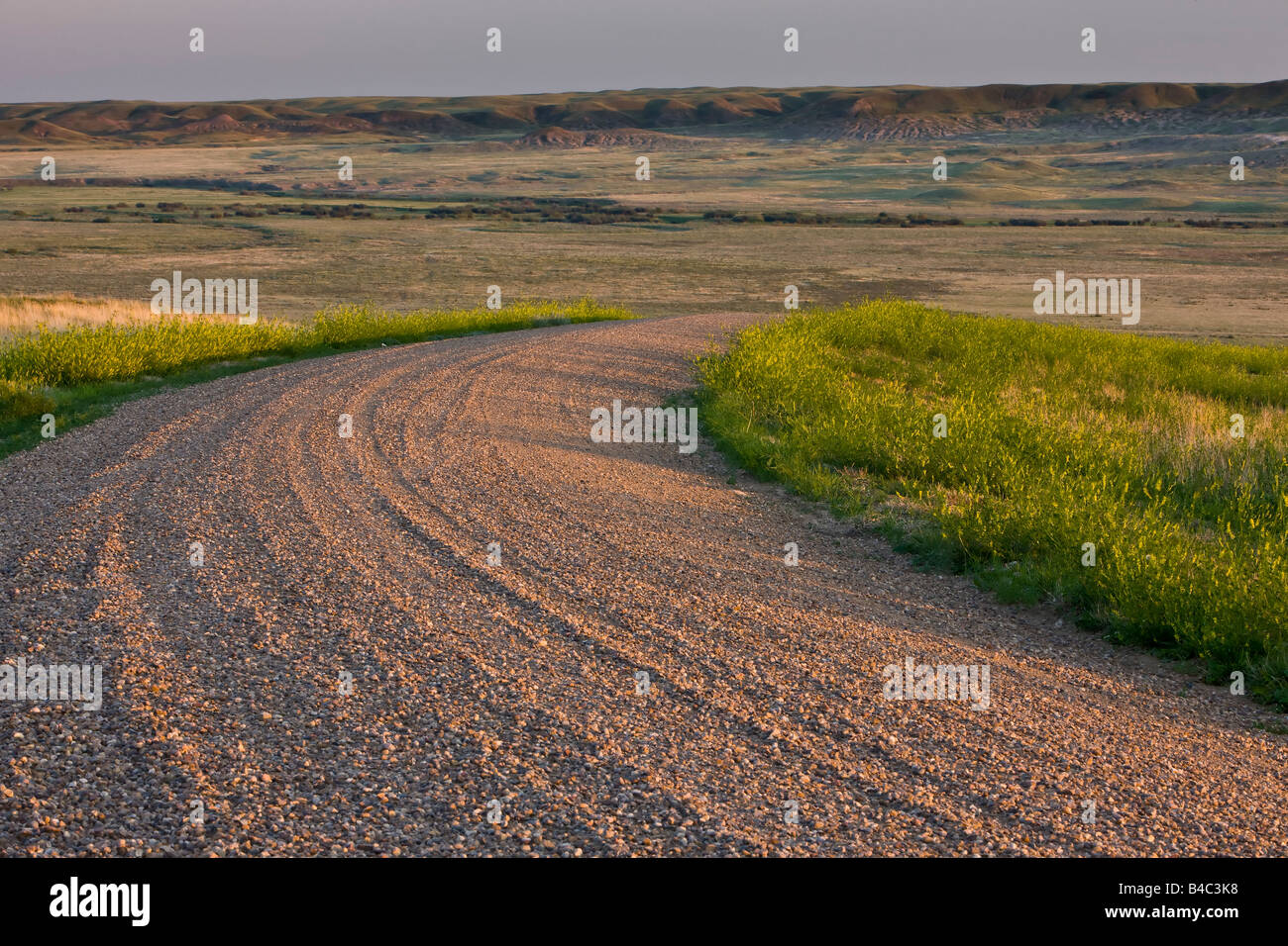 Landscape of the Frenchman River Valley in the West Block of Grasslands National Park, Saskatchewan, Canada. Stock Photo