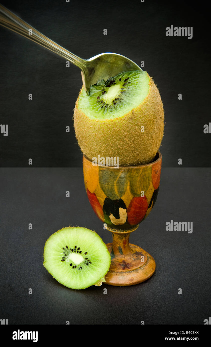 Healthy breakfast replacement for a boiled egg a kiwi fruit Stock Photo