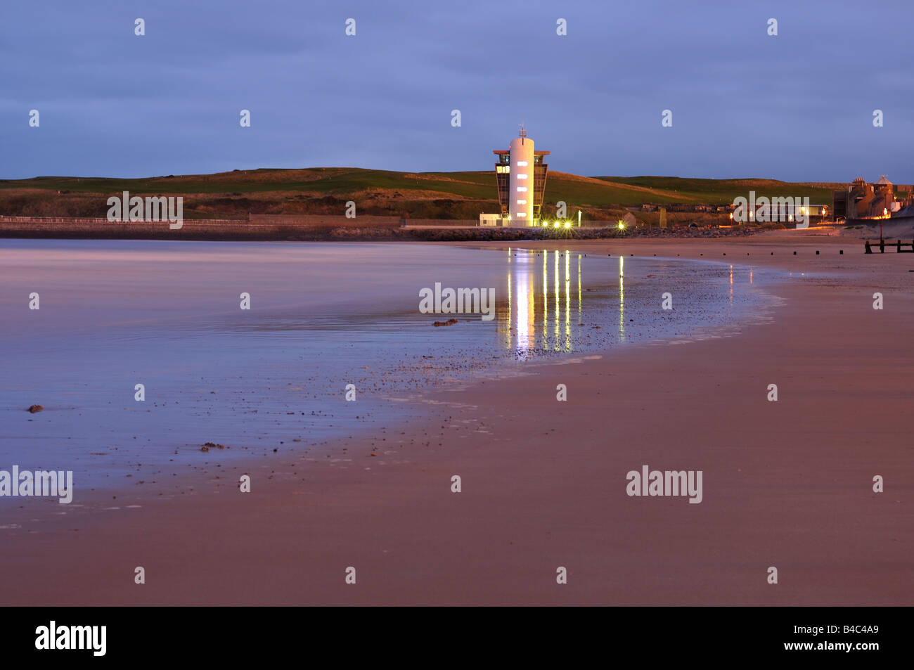 The harbour master building just before sunrise on a cold September morning in Aberdeen, Scotland Stock Photo