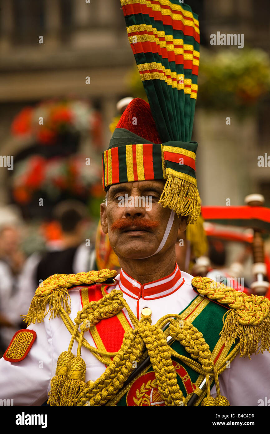 Pipe major of the Patiala Pipe Band from Lahore in Pakistan playing