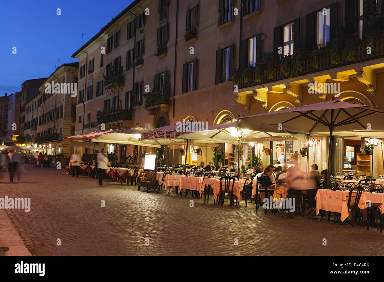 Taverna at Piazza de Navona in the evening Rome Italy Stock Photo