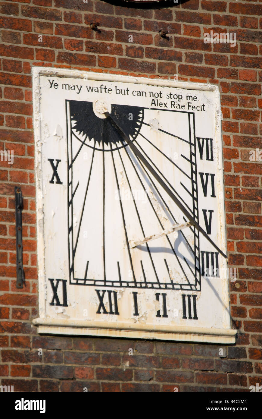 Ancient sundial on side of Church of King Charles the Martyr, Royal Tunbridge Wells, Kent, England, United Kingdom Stock Photo