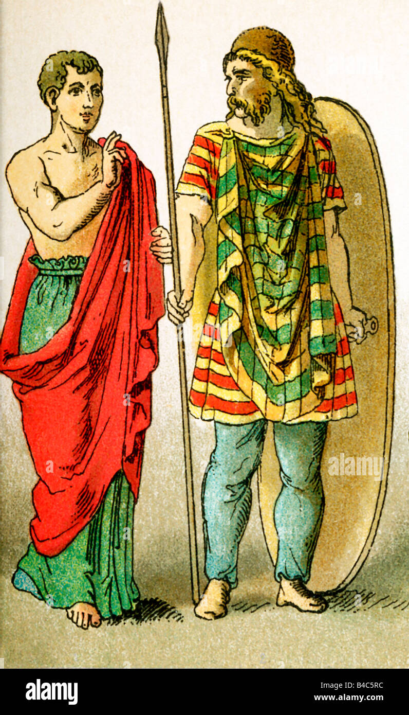 A Romanized Gaul and a Gallic Warrior Stock Photo