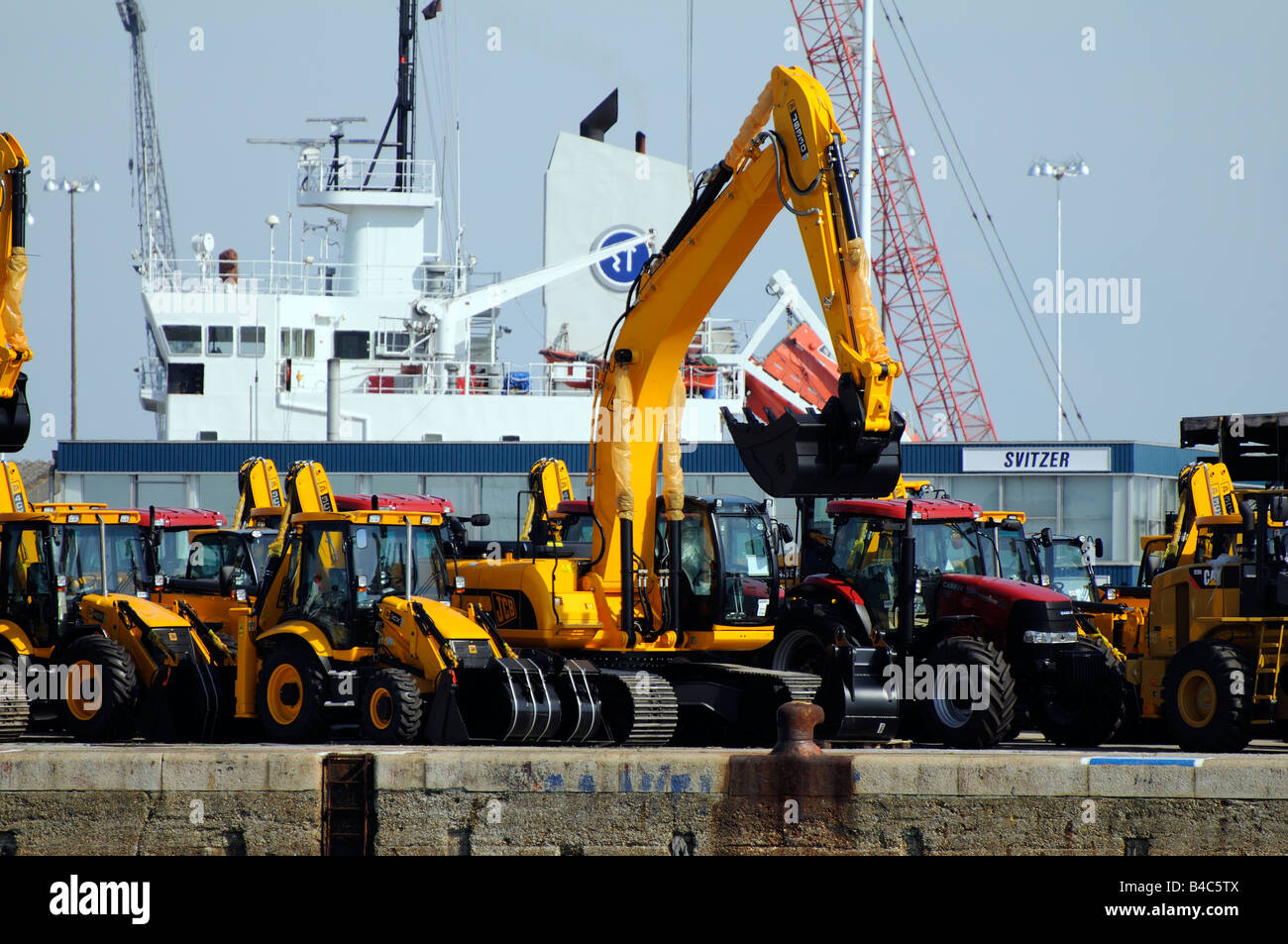 Heavy plant machinery on the quay at Southampton Docks England Stock Photo