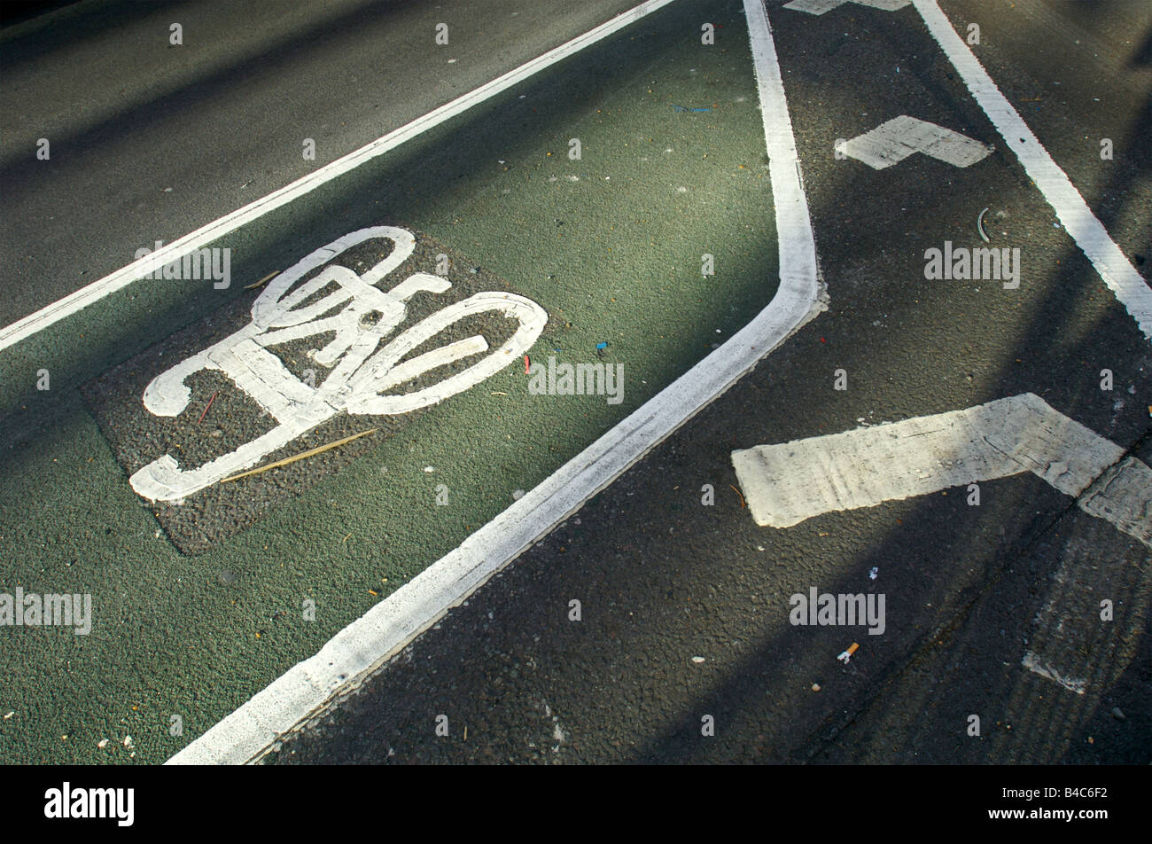 Bicycle lane and junction,London Stock Photo Alamy