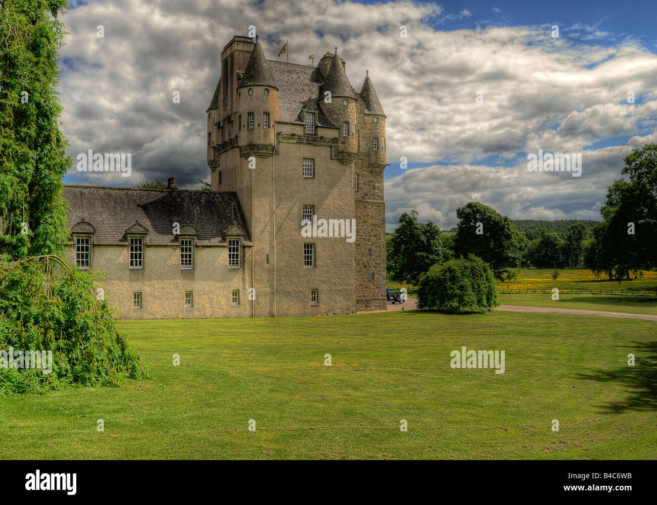 A side view of Castle Fraser Stock Photo