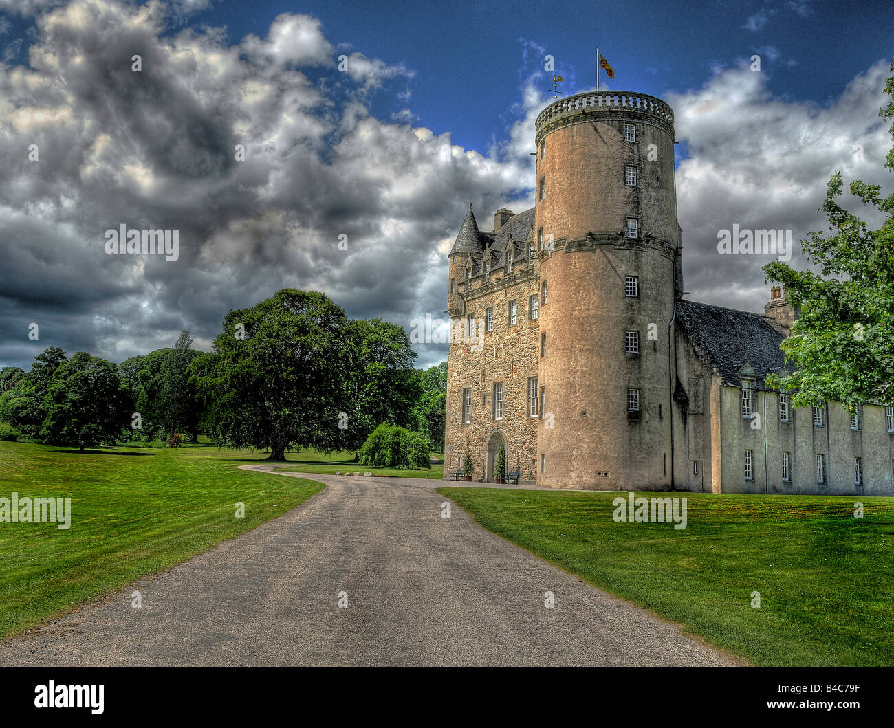 A view from the front of Castle Fraser,Aberdeenshire,Scotland in HDR Stock Photo