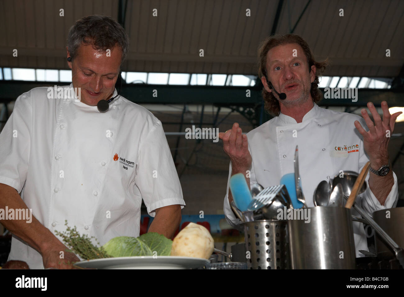 Celebrity Chefs Nick Nairn and Paul Rankin perform a cookery