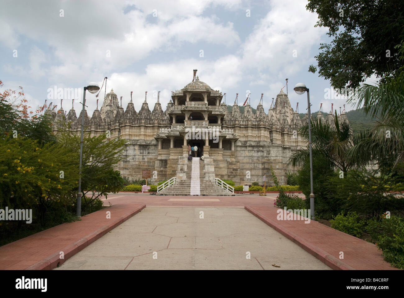 India Rajasthan Ranakpur main entrance to the Jain Temple built in the 14th century Stock Photo