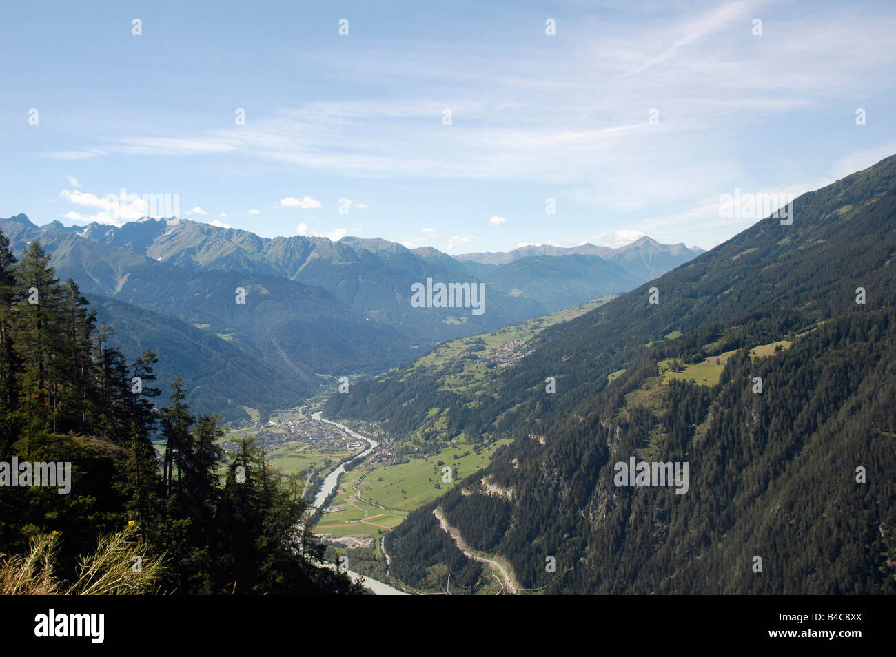 Austria Tyrol Landeck District Kaunertal valley overlooking Jerzens im Pitztal Stock Photo