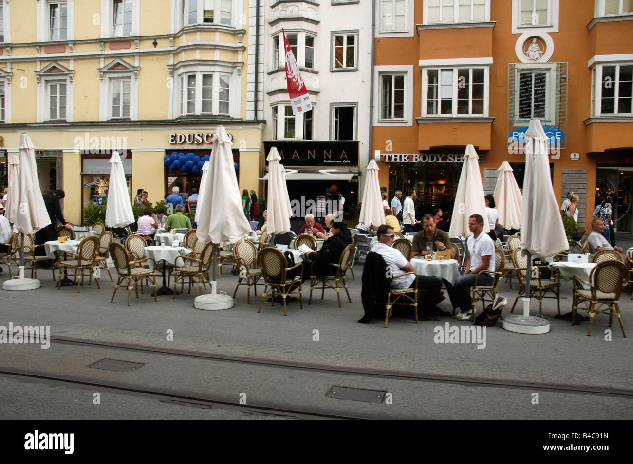 Austria Tyrol Innsbruck Outdoor cafe Stock Photo