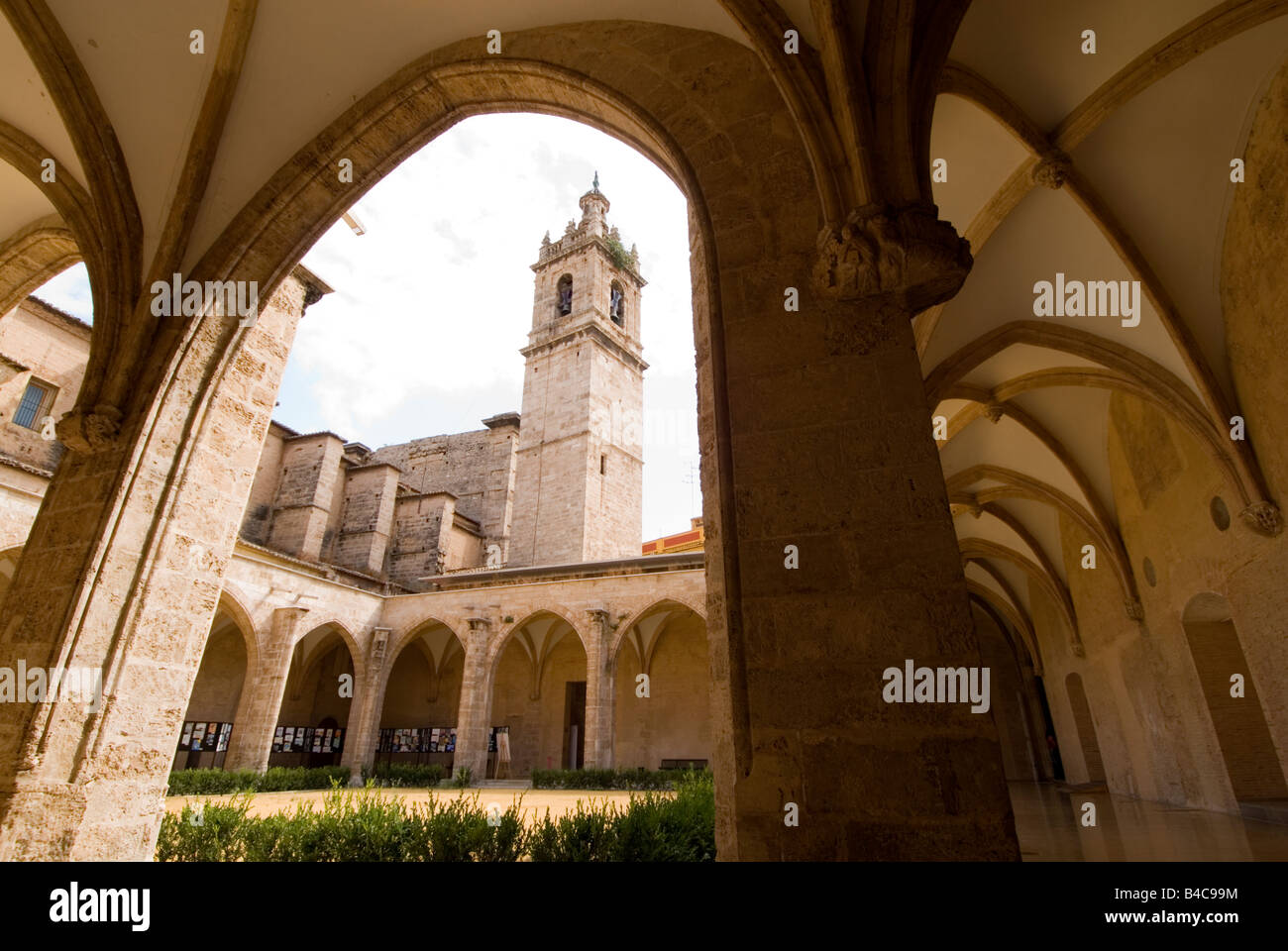 Gothic Cloister inside the Royal Monastery Nuestra Señora del Carmen now the museum Centre del Carme in Valencia Spain Stock Photo