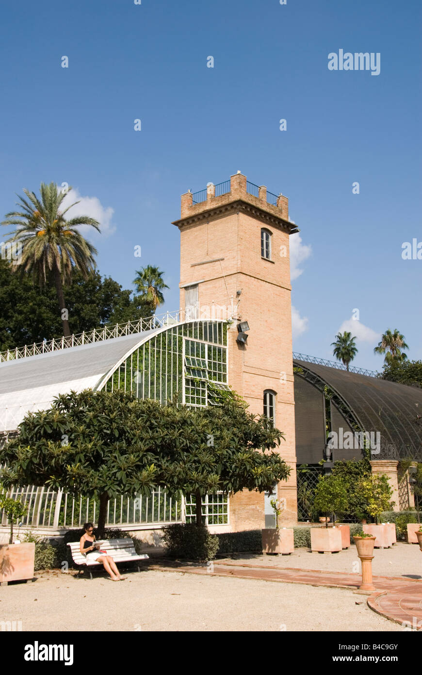 Greenhouse in the Botanical Gardens or Botanic Jardi in Valencia Spain Stock Photo