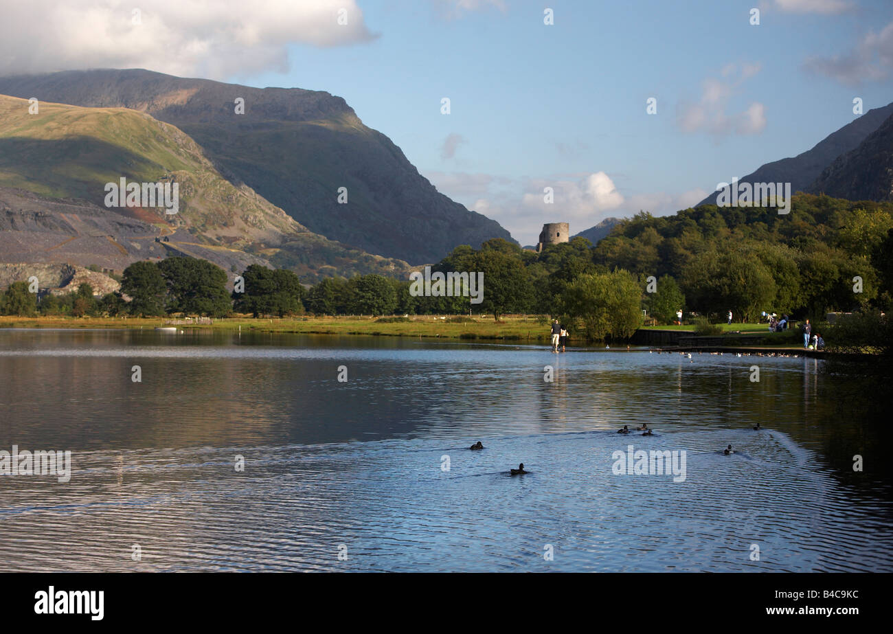 Dolbadarn Castle over Llyn Padarn, Snowdonia, Wales Stock Photo