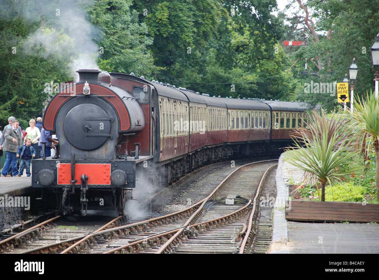Steam Train on the Lakeside and Haverthwaite Railway Stock Photo
