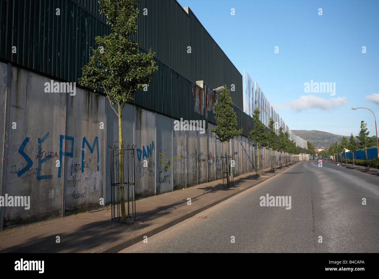 Belfasts peace line wall belfast city centre northern ireland uk Stock Photo