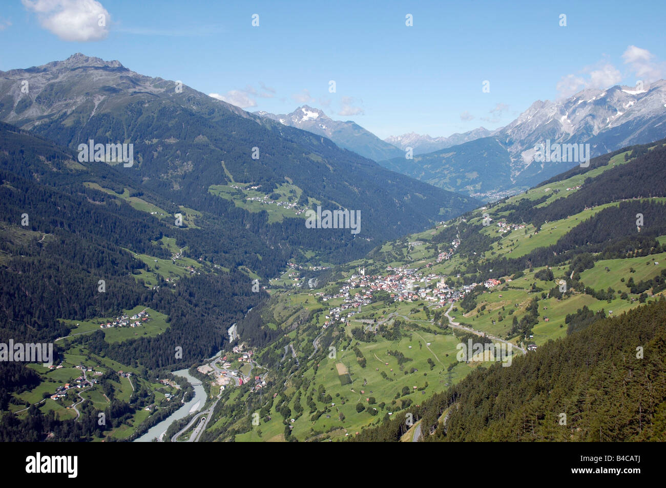 Austria Tyrol Landeck District Kaunertal valley overlooking Jerzens im Pitztal Stock Photo