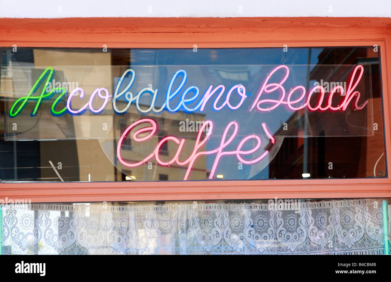 neon sign in bar caffe in Ostia Stock Photo
