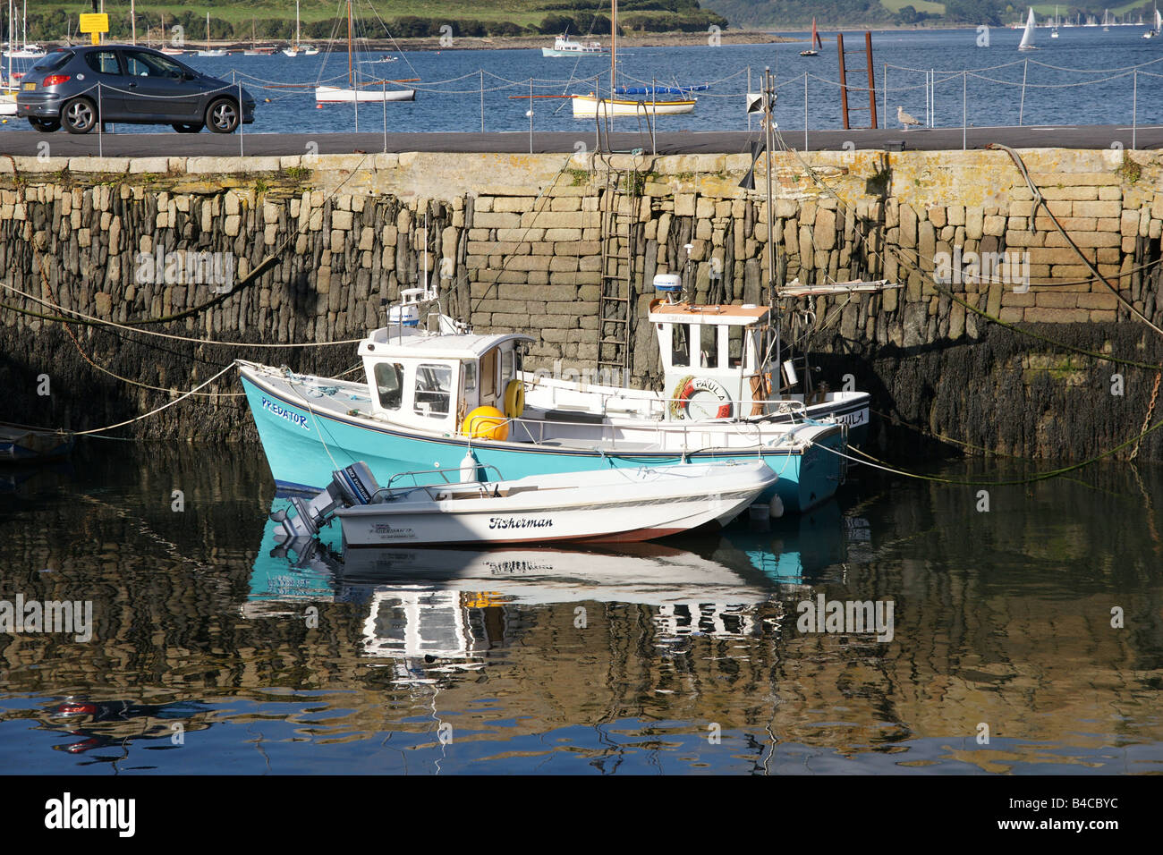 Boat in Falmouth Harbour Cornwall England Stock Photo