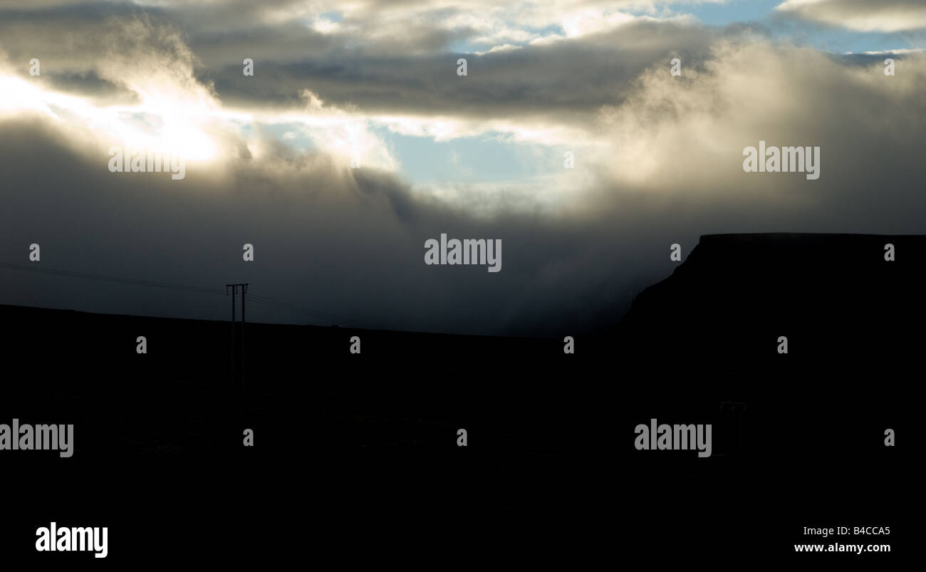 Storm and Pylons, Iceland Stock Photo