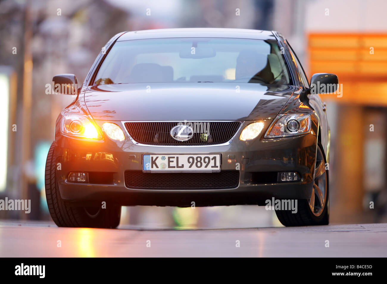 Car, Lexus GS 300, model year 2005-, silver-green, upper middle-sized , Limousine, standing, upholding, Indiapprox.or, diagonal Stock Photo