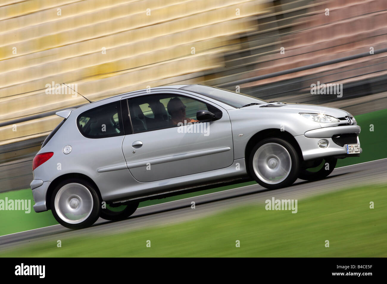 Car, Peugeot 206 RC, model year 2005-, silver, small approx., Limousine,  driving, side view, test track, photographer: Hans Diet Stock Photo - Alamy