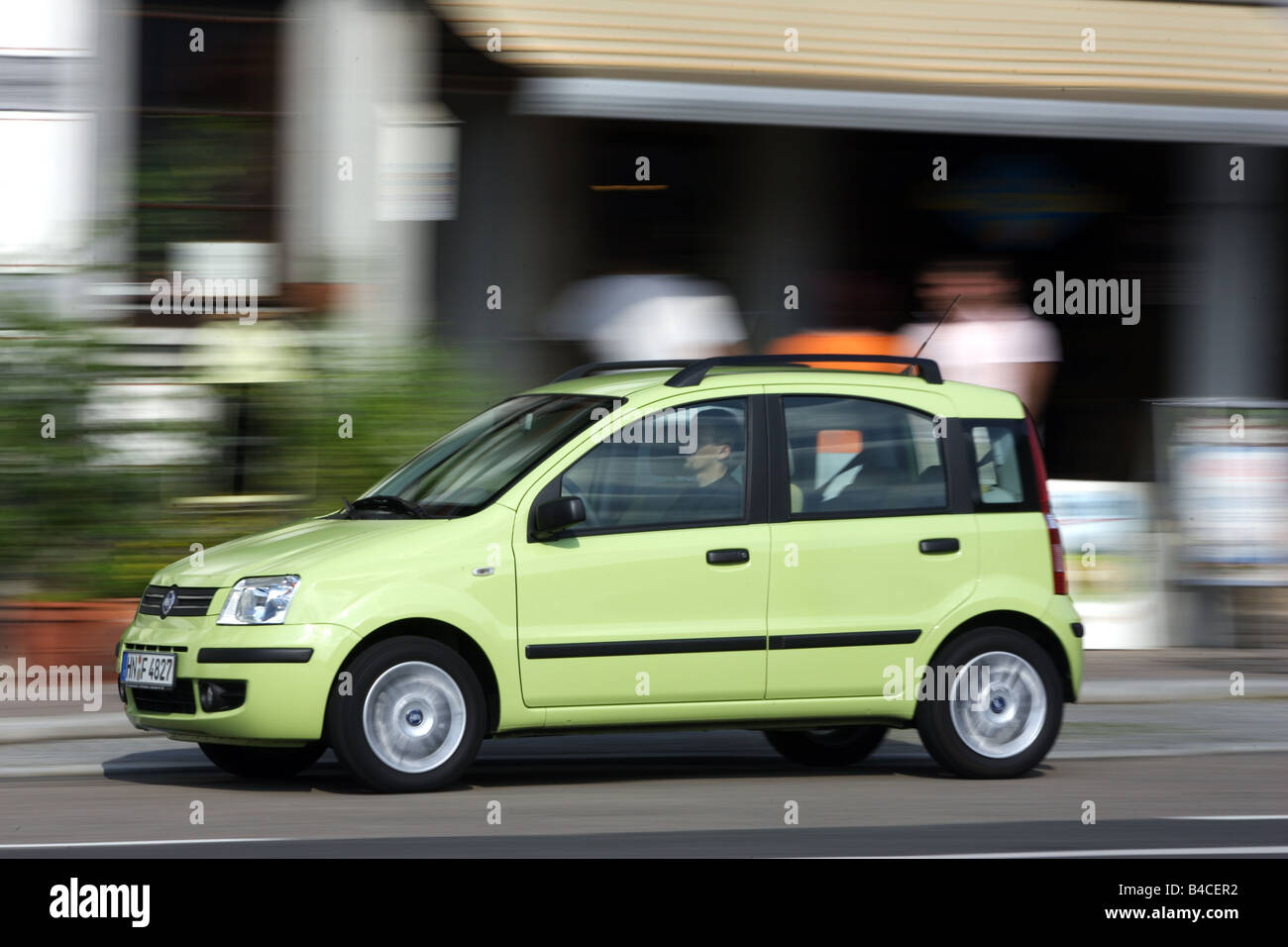 Car, Fiat Panda 1.2, light green, model year 2004-, driving, diagonal from  the front, frontal view, side view, City, photographe Stock Photo - Alamy