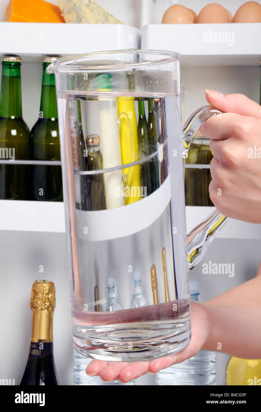 https://c8.alamy.com/comp/B4CG3F/putting-jug-of-water-in-fridge-B4CG3F.jpg