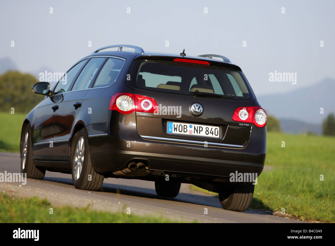 VW Volkswagen Passat Variant 2.0TDI, model year 2005-, black, driving,  diagonal from the back, rear view, country road Stock Photo - Alamy