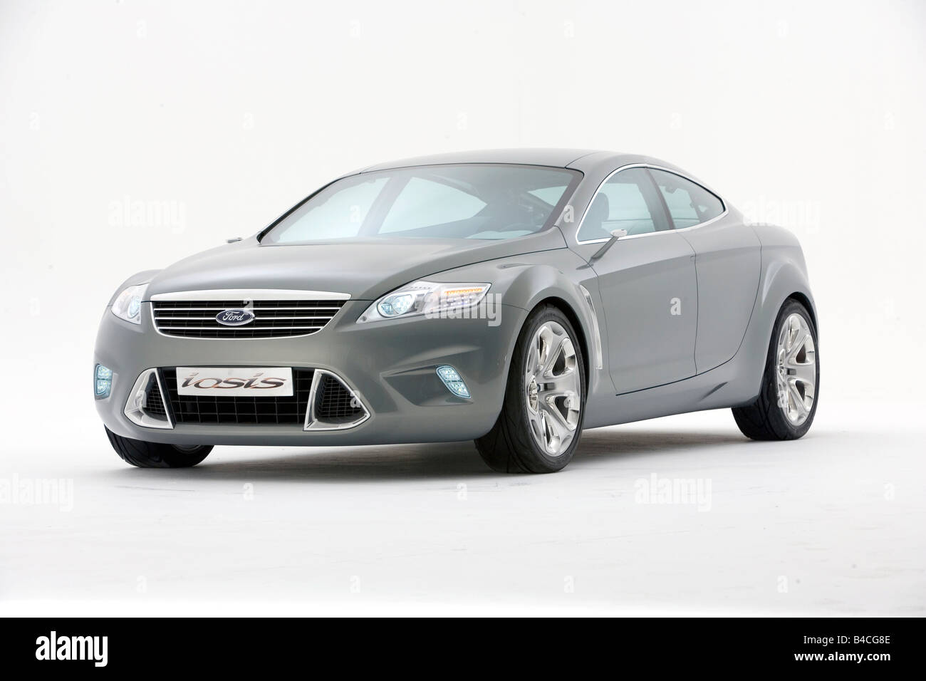 Car, Ford Iosis IAA 2005 Study, silver, roadster, coupe/Coupe, Studio admission, standing, upholding, diagonal from the front, F Stock Photo