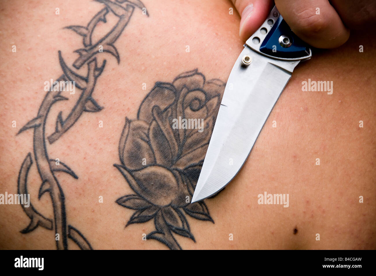Tattoo uploaded by Kristen  Done By byrnie84 on IG halloween  michaelmyers knife blade blackandgrey  Tattoodo