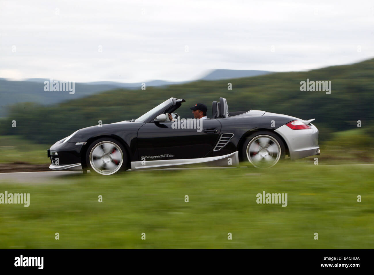 Speedart Porsche Boxster Model Year 05 Black Silver Open Top Stock Photo Alamy