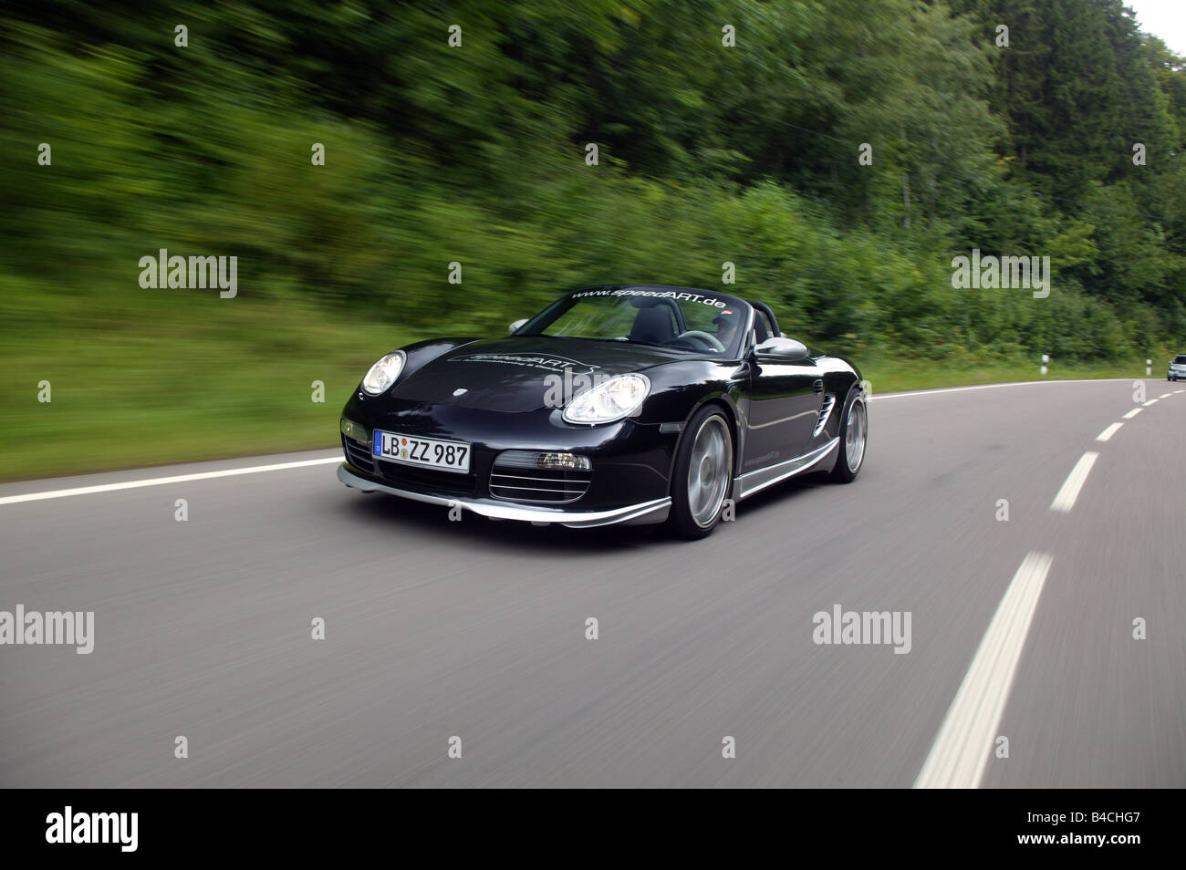 Speedart Porsche Boxster Model Year 05 Black Silver Open Top Stock Photo Alamy