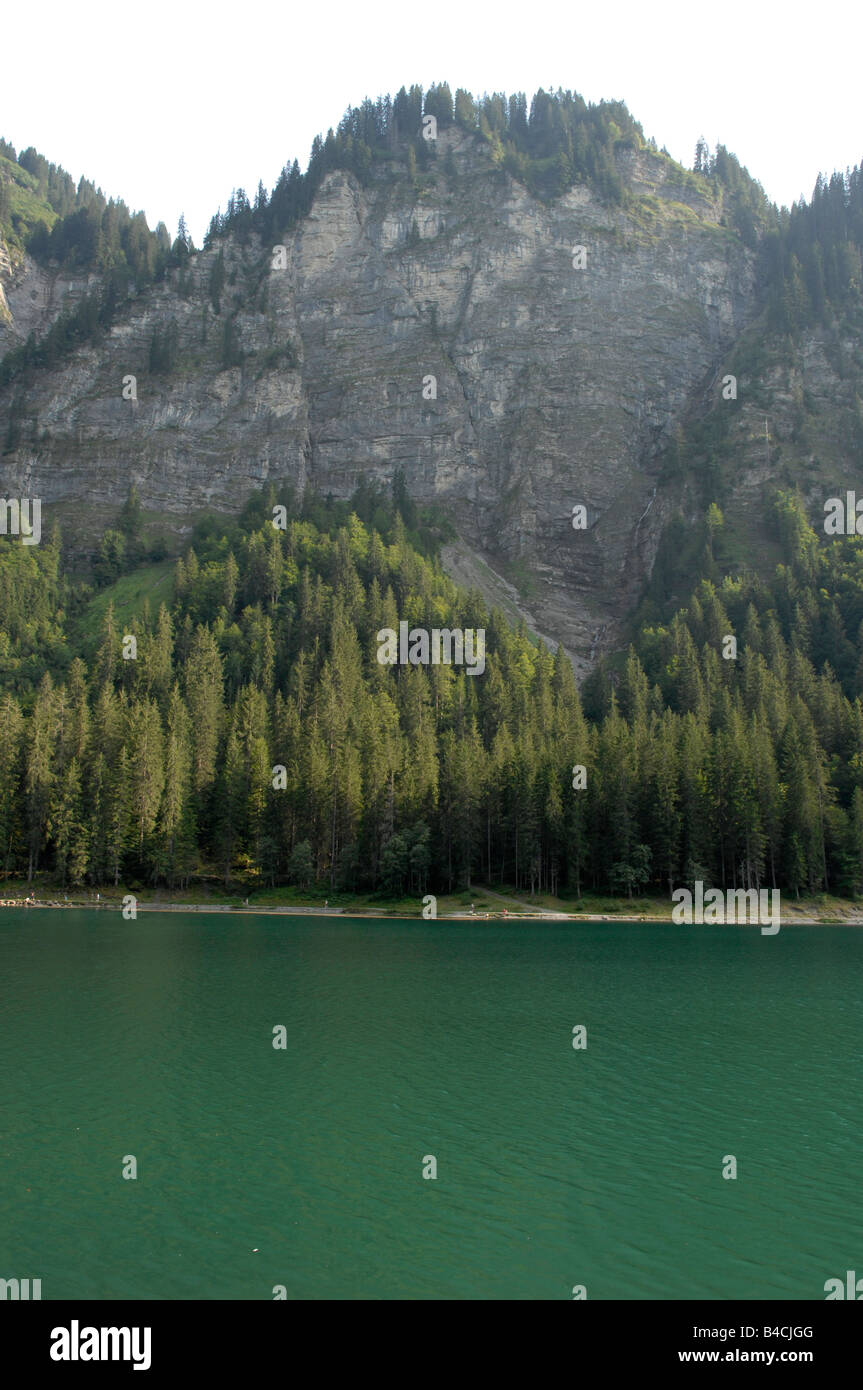 Lake Lac de Montriond French Alps Stock Photo - Alamy