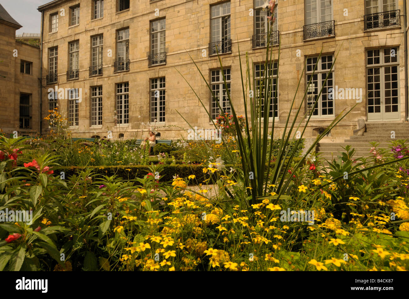 courtyard and garden in Marais Paris France Stock Photo