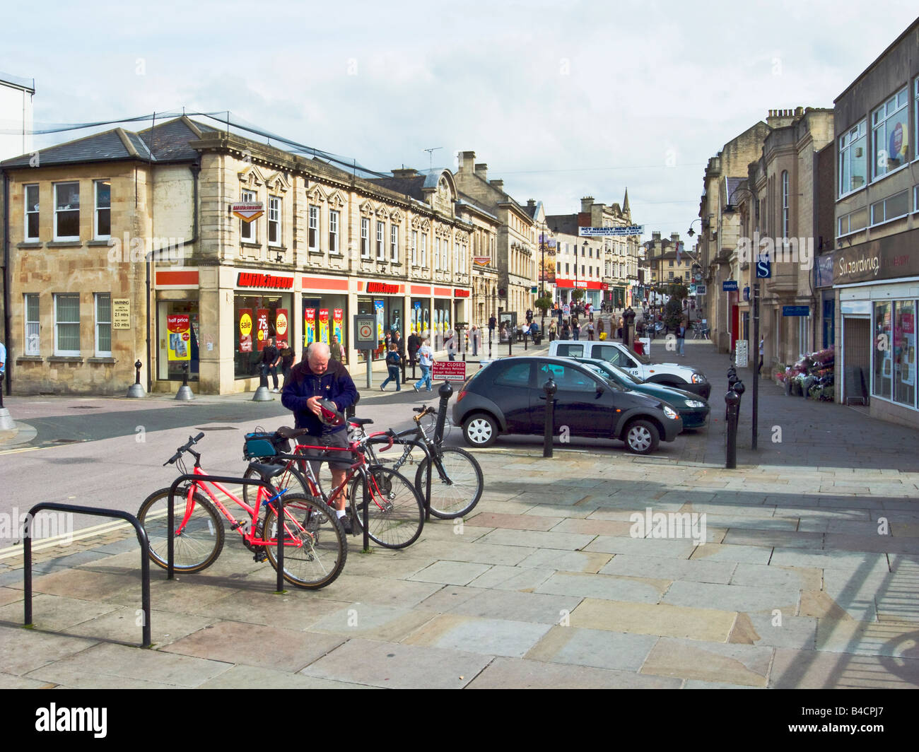 Chippenham High Street and car free zone in Wiltshire England UK EU Stock Photo