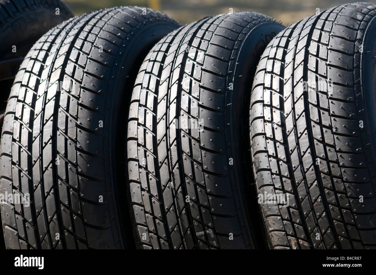 Brand new tyres Stock Photo