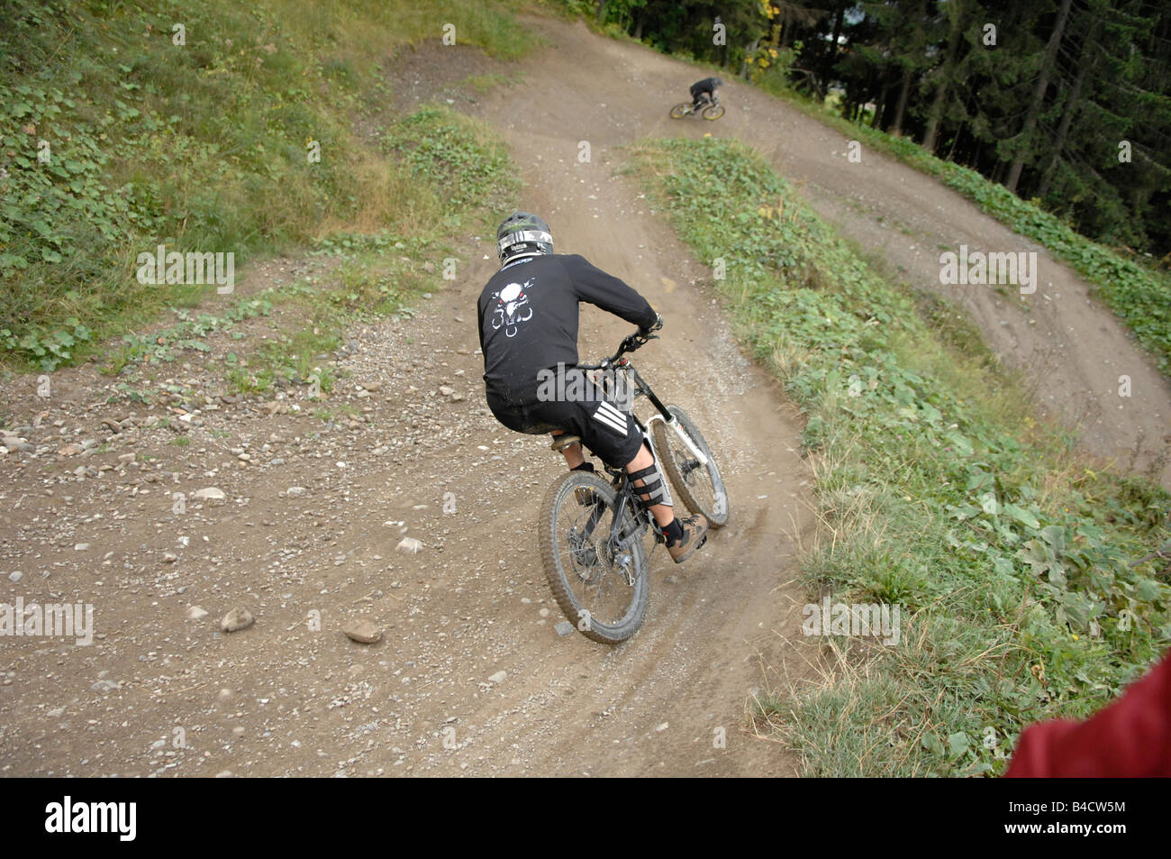 Downhill Mountain Biker Stock Photo