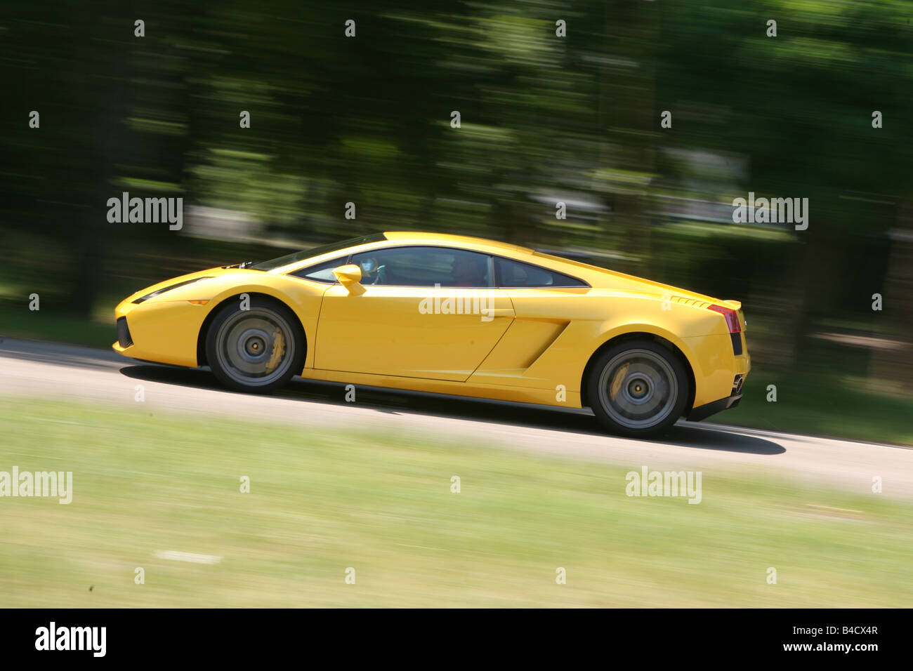 Download Lamborghini Gallardo Model Year 2005 Yellow Driving Side View Road Stock Photo Alamy