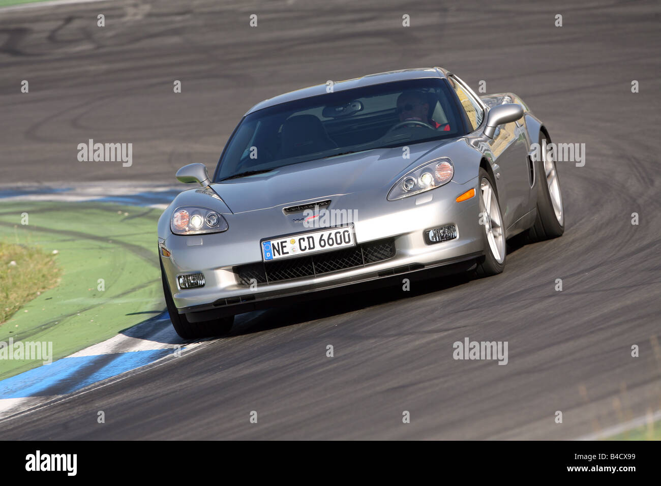 Corvette Z06, model year 2006-, silver, driving, diagonal from the ...